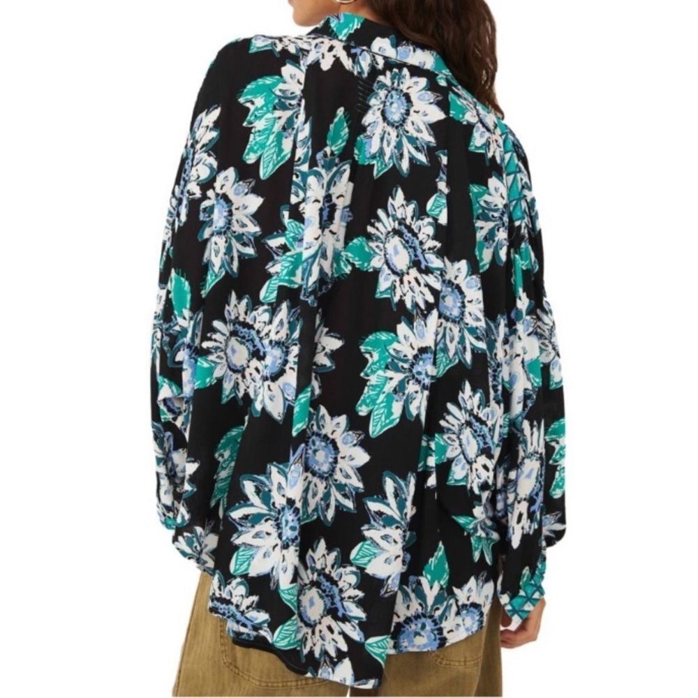 NWT Free People Good Vibration Blouse in Black Combo - Picture 7 of 8